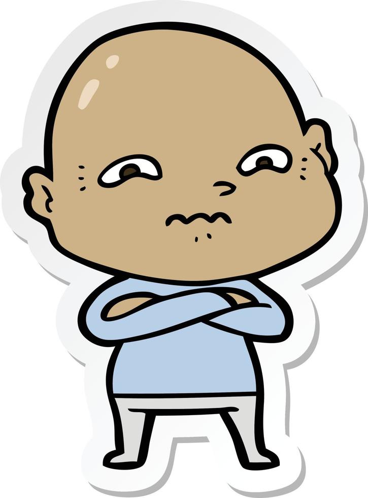 sticker of a cartoon nervous man vector