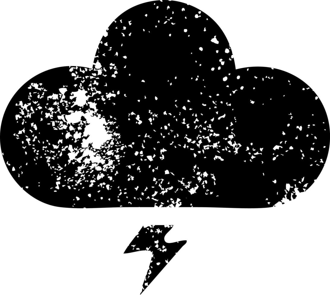distressed symbol thunder cloud vector