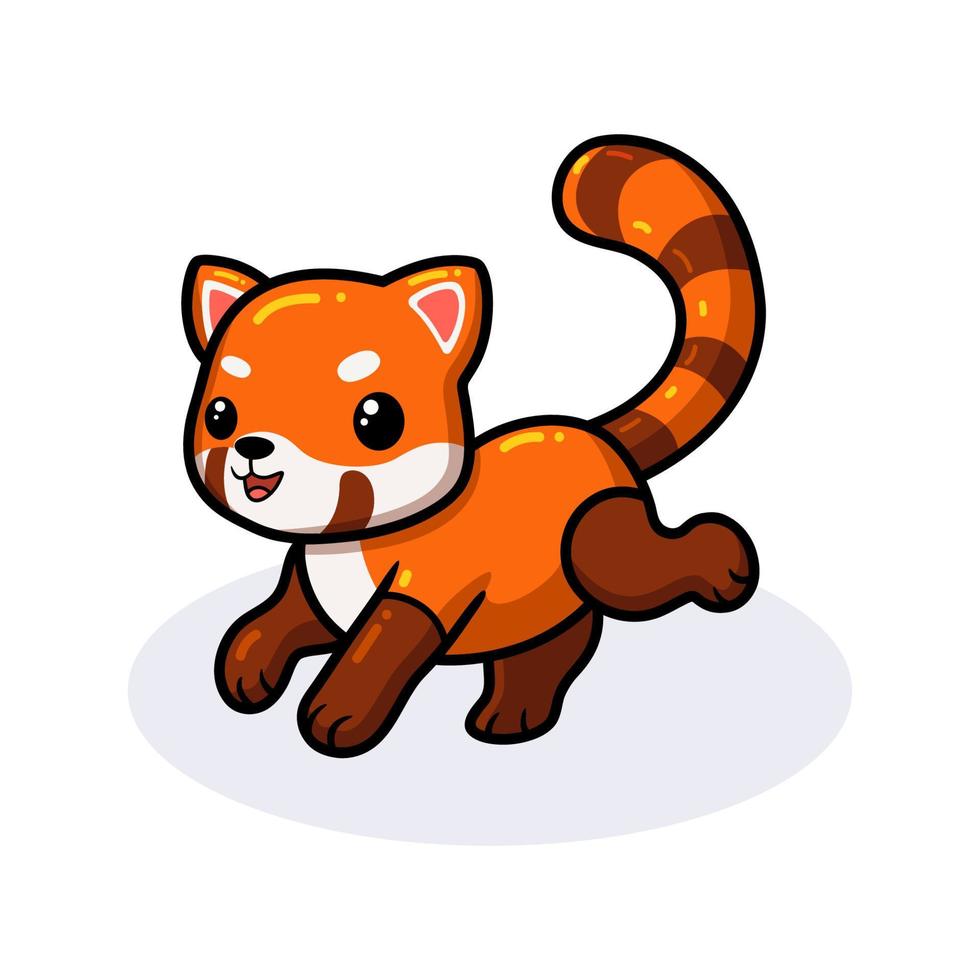 Cute little red panda cartoon walking vector