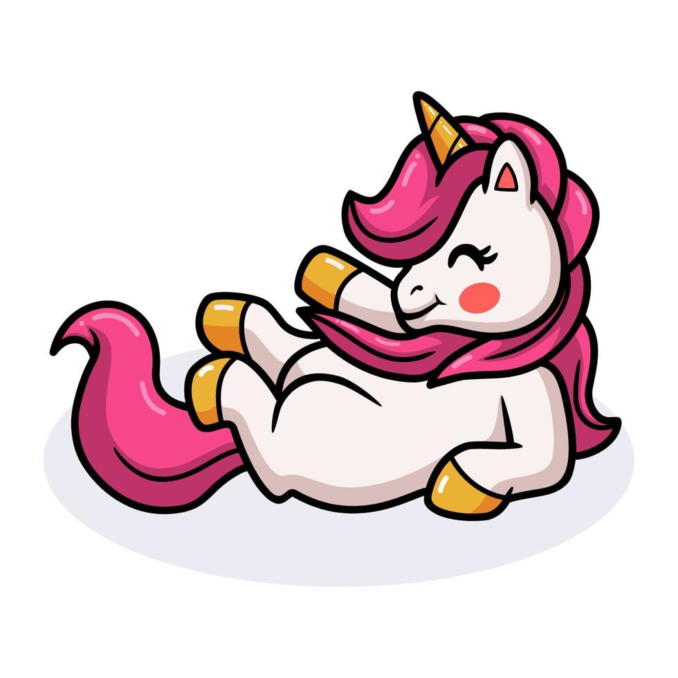 lindo, bebé, unicornio, caricatura, posar vector