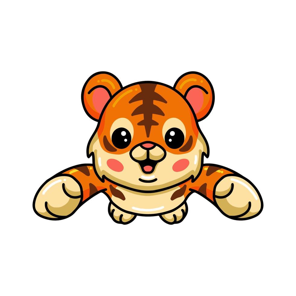 Cute baby tiger cartoon leaping vector