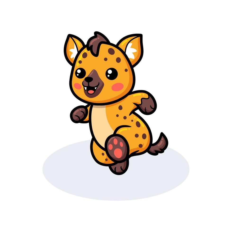 Cute baby hyena cartoon running vector
