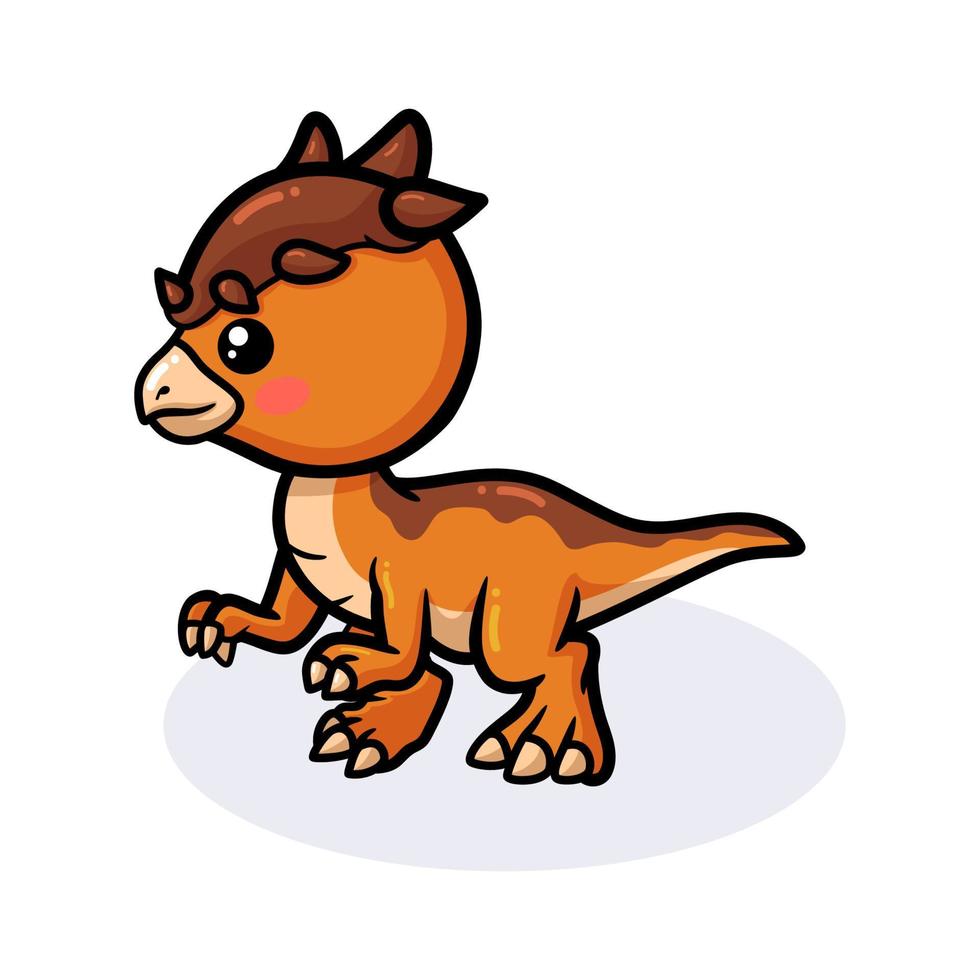 Cute little pachycephalosaurus dinosaur cartoon vector