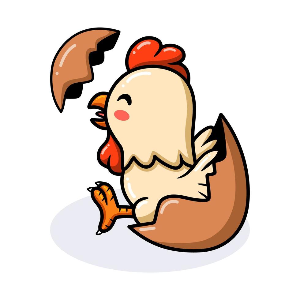 linda caricatura de gallo dentro de un huevo vector