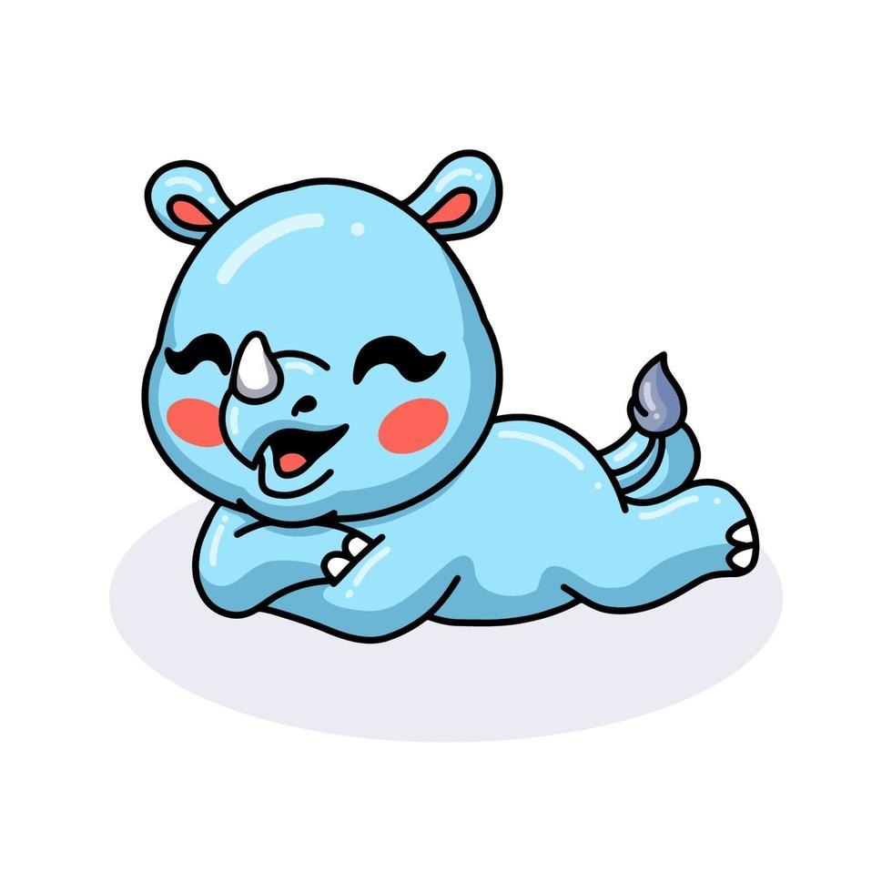 Cute baby rhino cartoon lying down vector