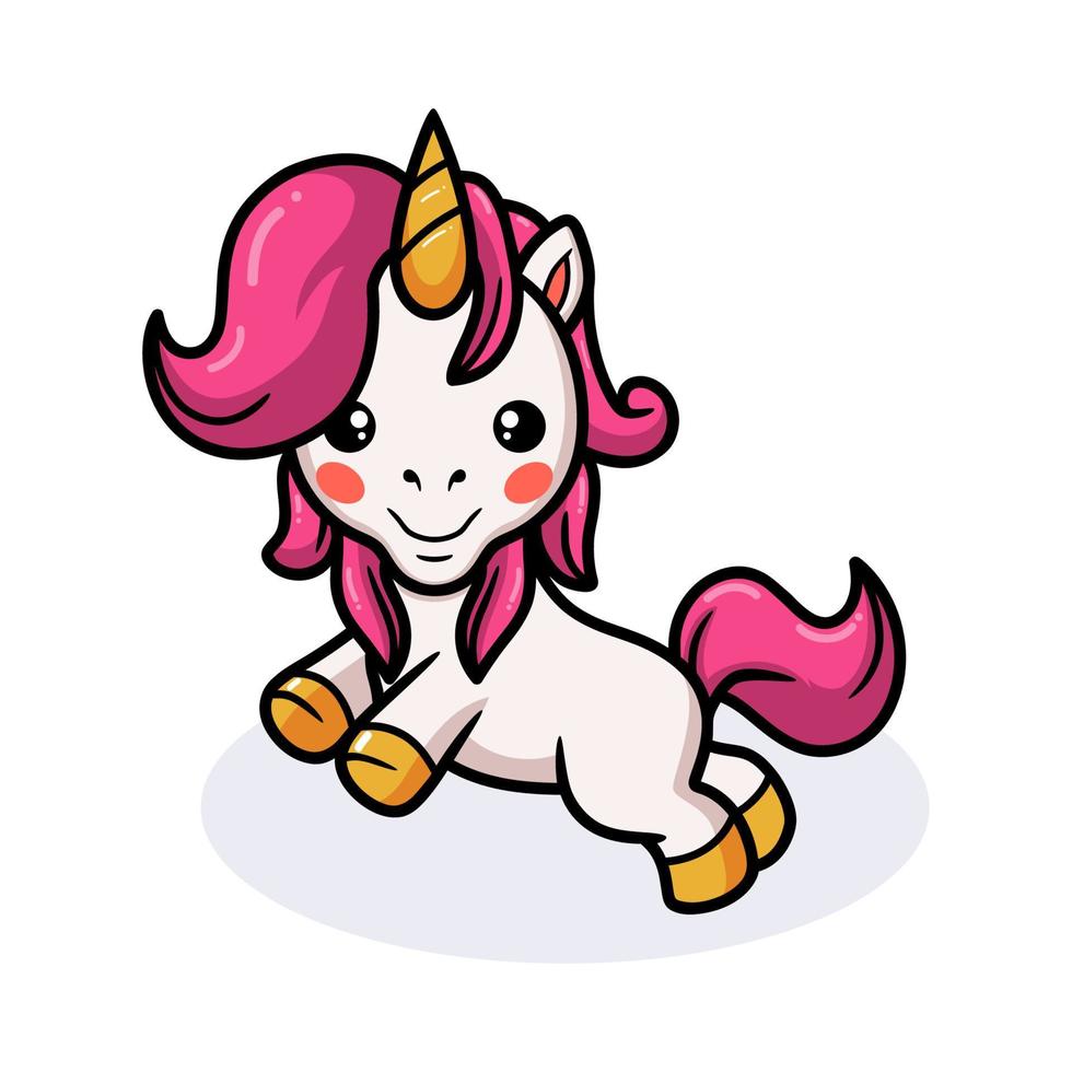 Cute baby unicorn cartoon jumping vector