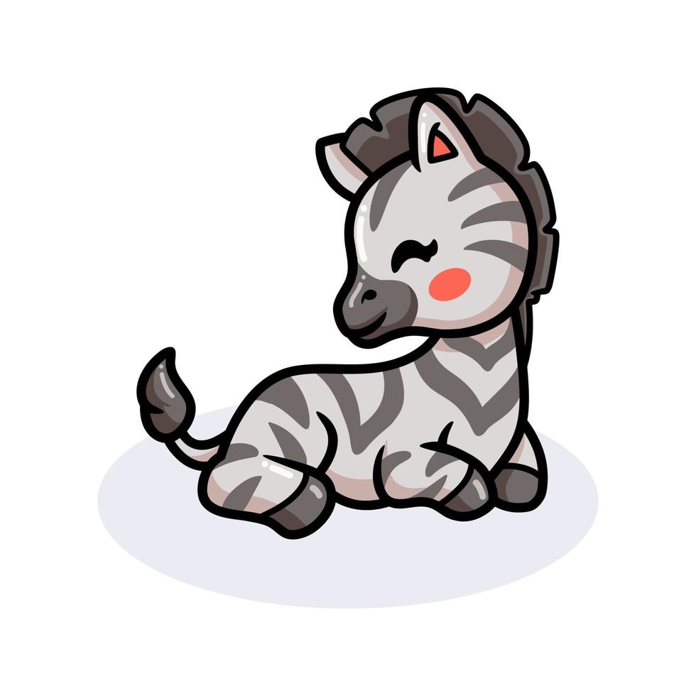 Cute baby zebra cartoon lying down vector