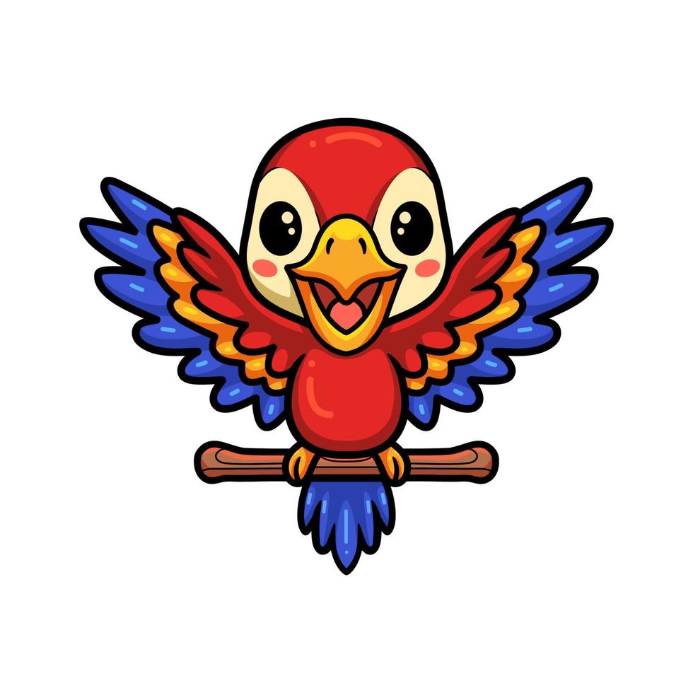 Cute little parrot cartoon on tree branch vector