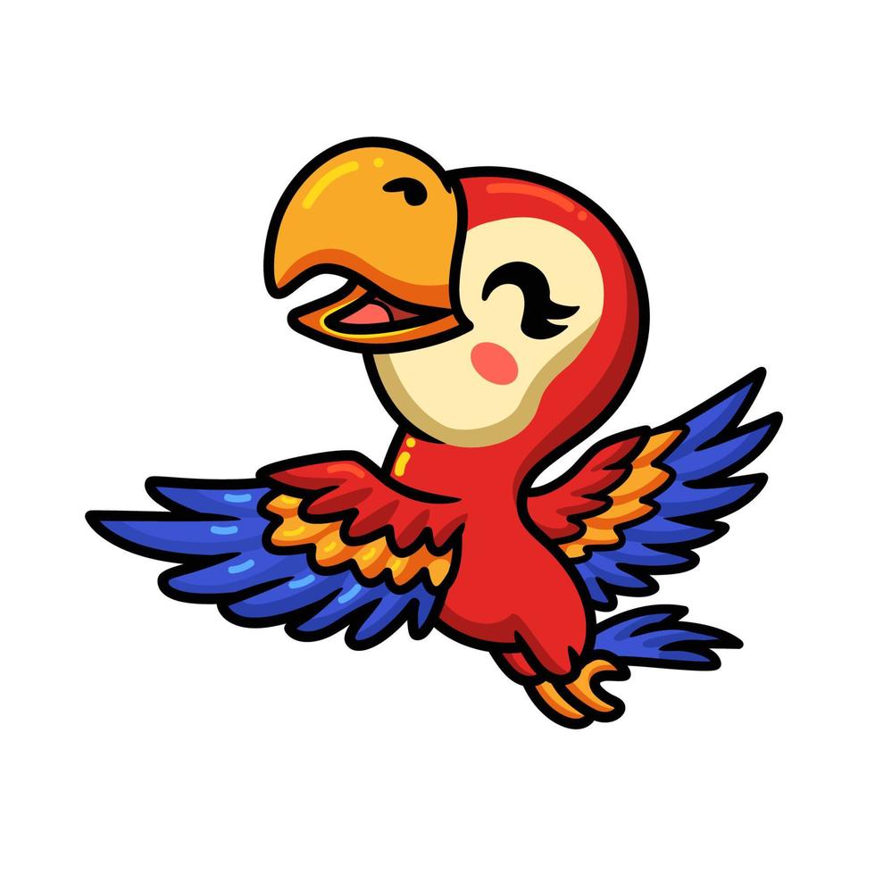 Cute little parrot cartoon flying vector