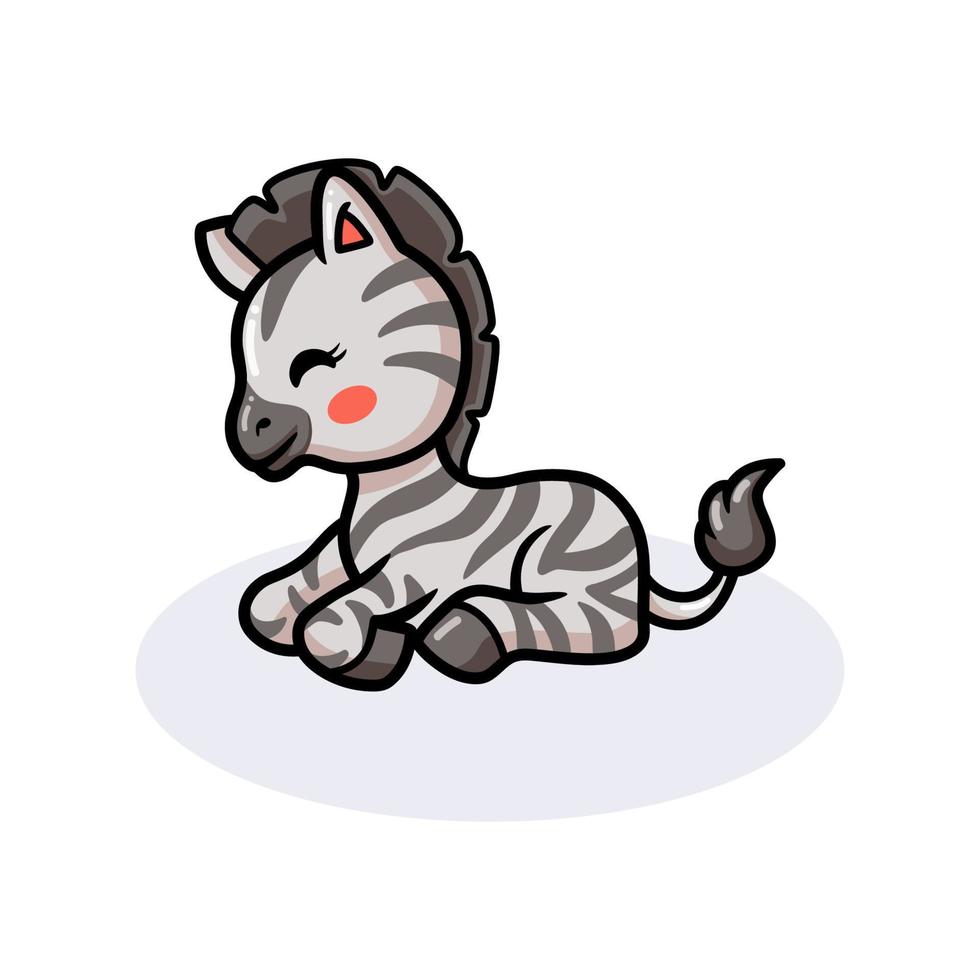 Cute baby zebra cartoon  lying down vector