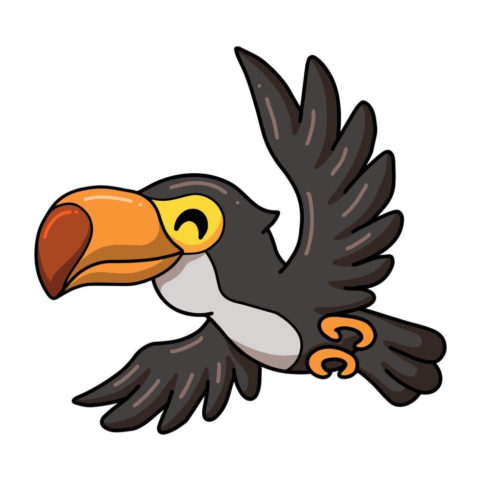 Cute little toucan bird cartoon flying vector