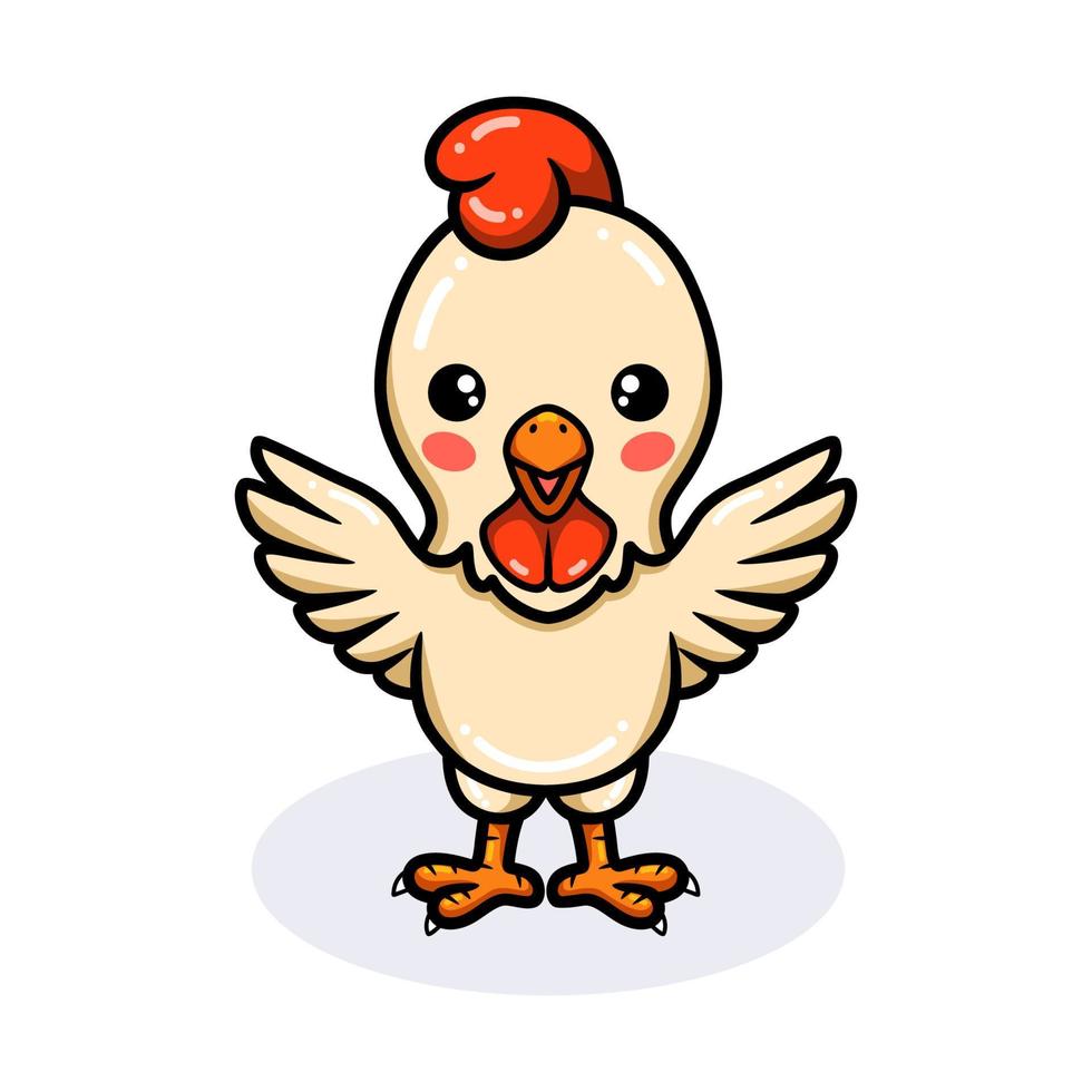 Cute little rooster cartoon raising hands vector