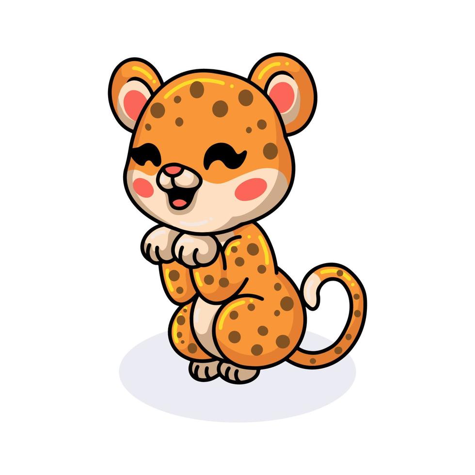 lindo bebé leopardo dibujos animados posando vector