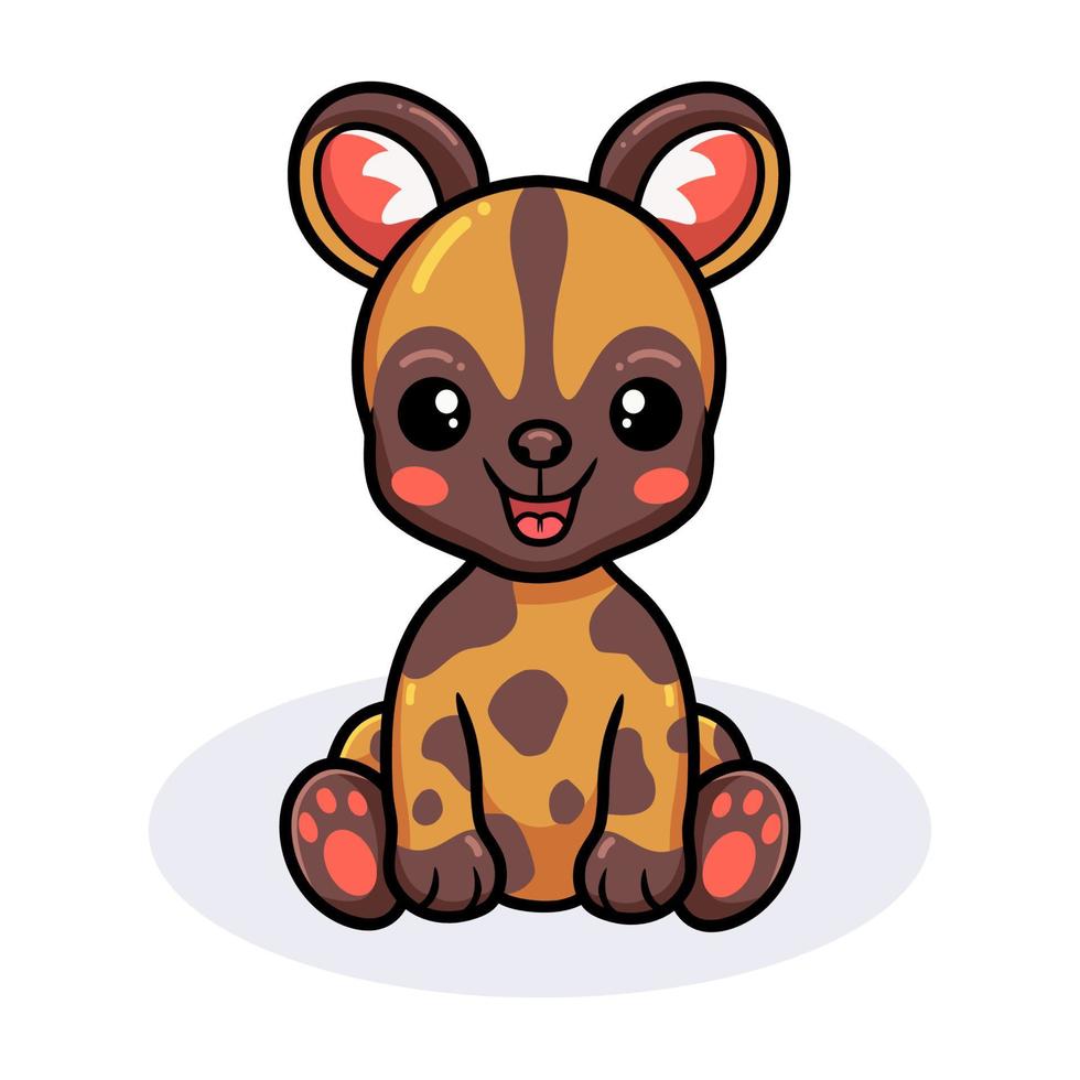 Cute wild dog cartoon sitting vector