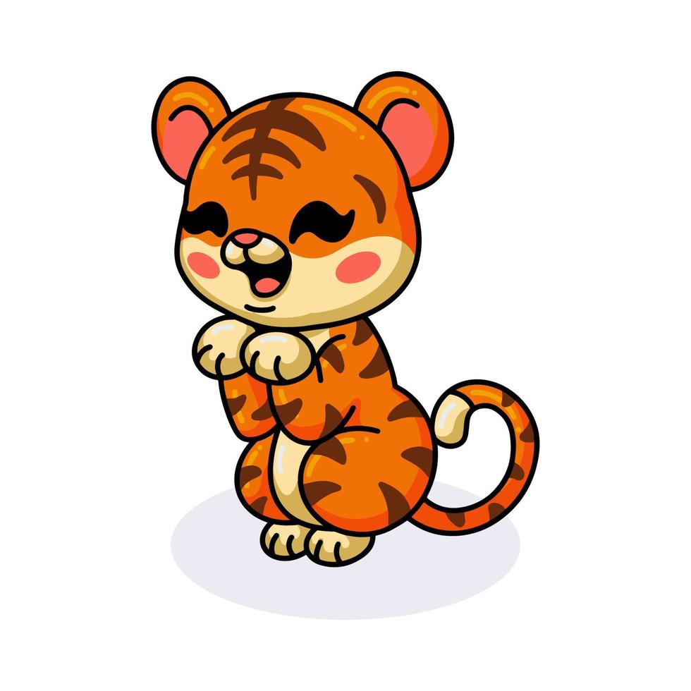 Cute baby tiger cartoon standing vector