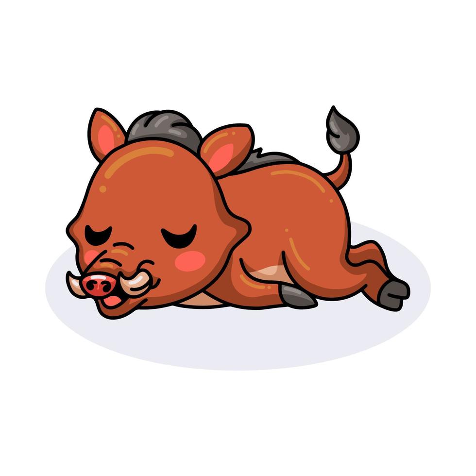 Cute little wild boar cartoon sleeping vector