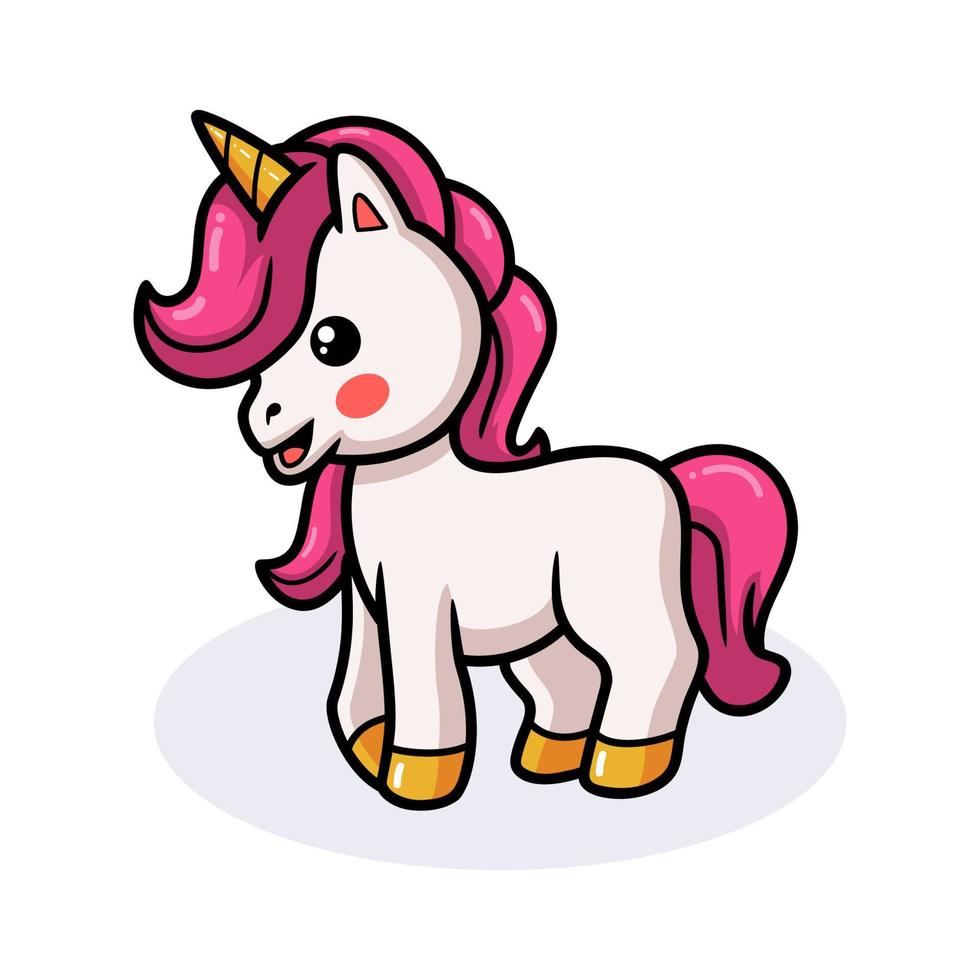 Cute baby unicorn cartoon posing vector