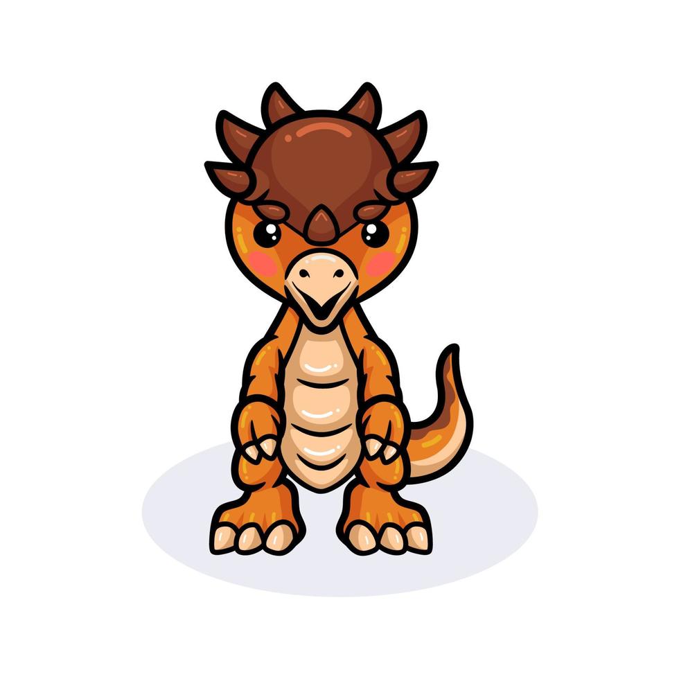 Cute little pachycephalosaurus dinosaur cartoon standing vector