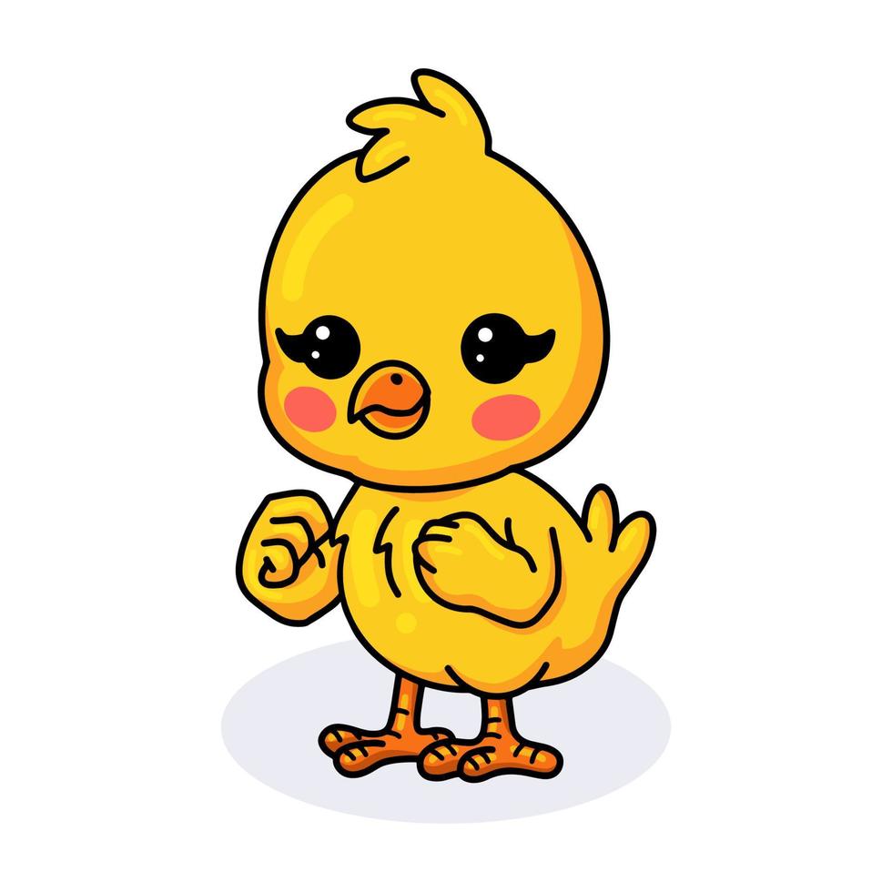 Cute little yellow chick cartoon vector