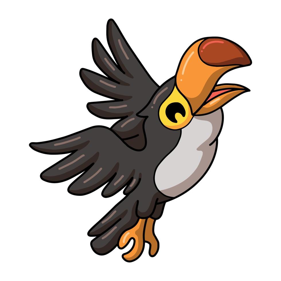 Cute little toucan bird cartoon flying vector