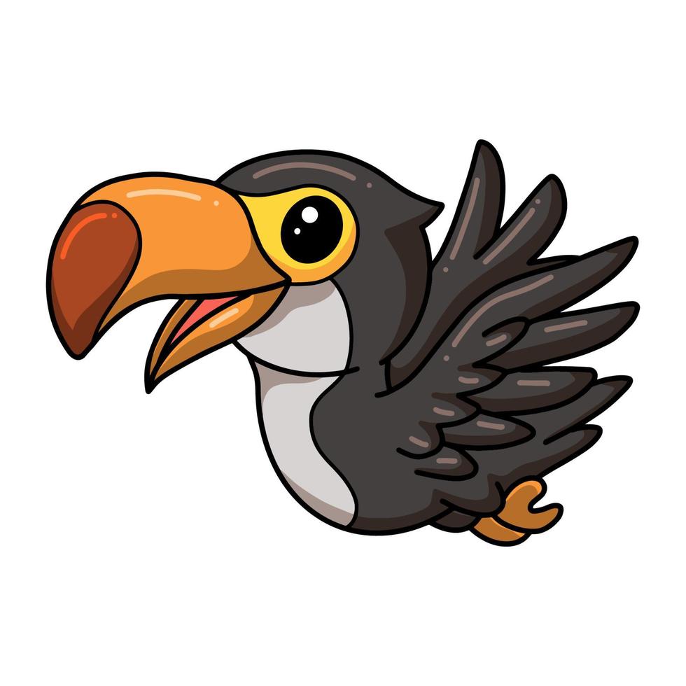 Cute little toucan bird cartoon flying vector