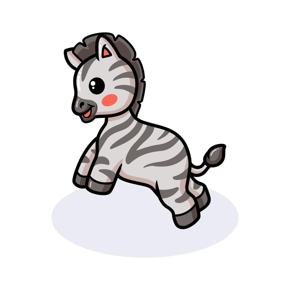 Cute baby zebra cartoon jumping vector