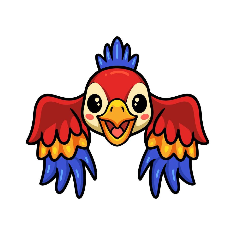 Cute little parrot cartoon flying vector
