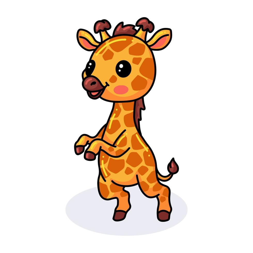 Cute little giraffe cartoon standing 10381926 Vector Art at Vecteezy