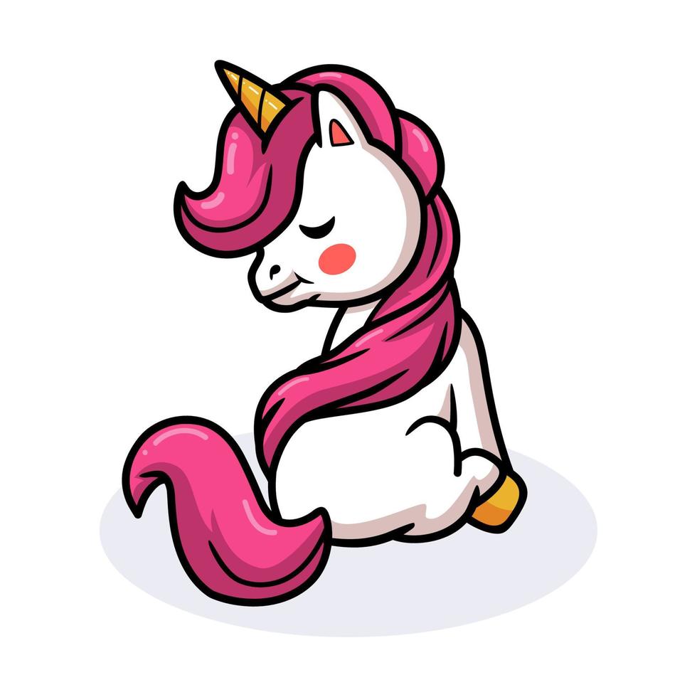 lindo bebé unicornio dibujos animados sentado vector