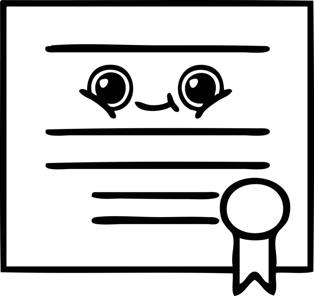 line drawing cartoon graduation diploma vector