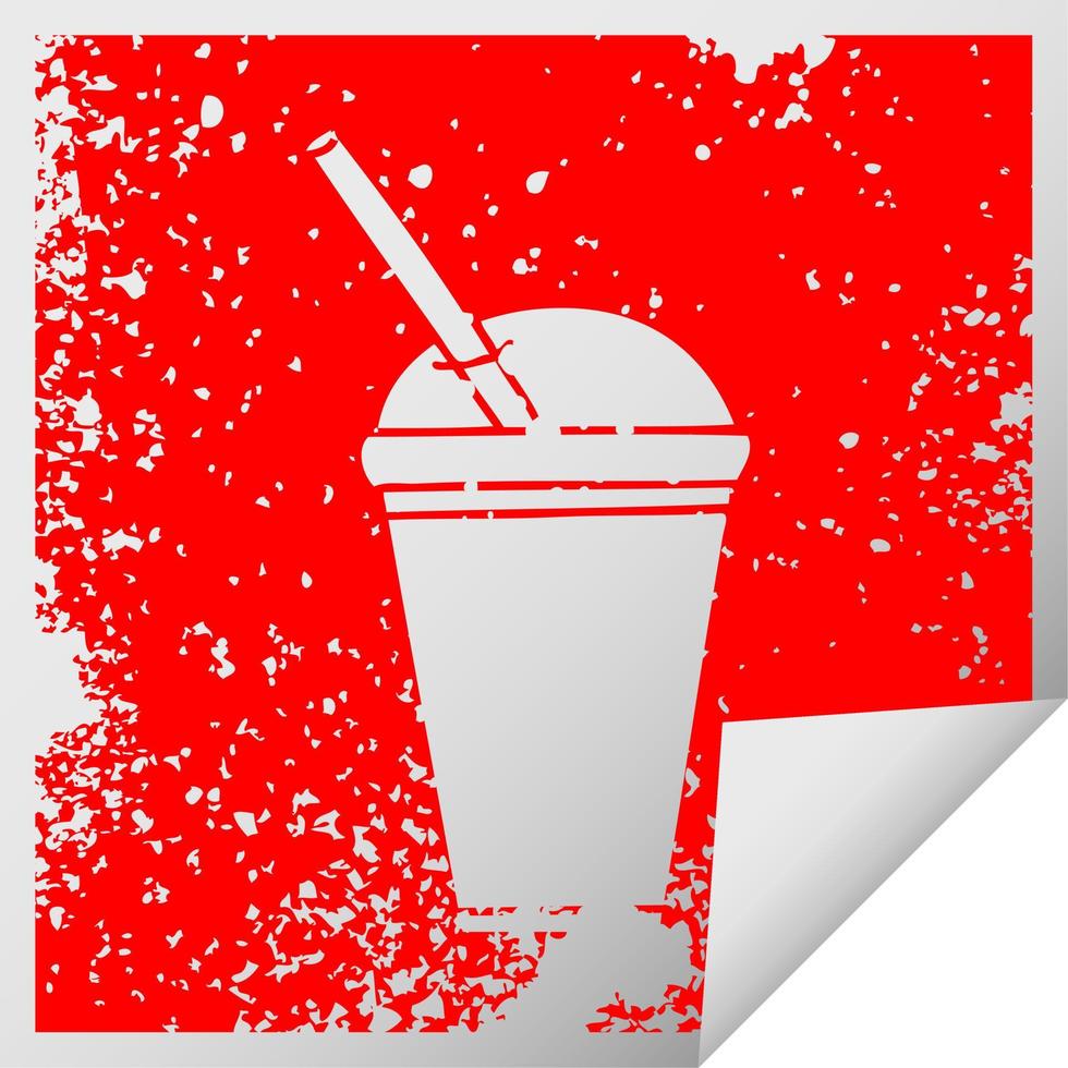 quirky distressed square peeling sticker symbol soft drink vector