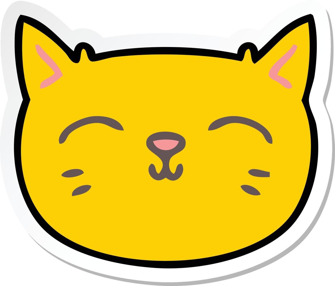 sticker of a quirky hand drawn cartoon cat face vector