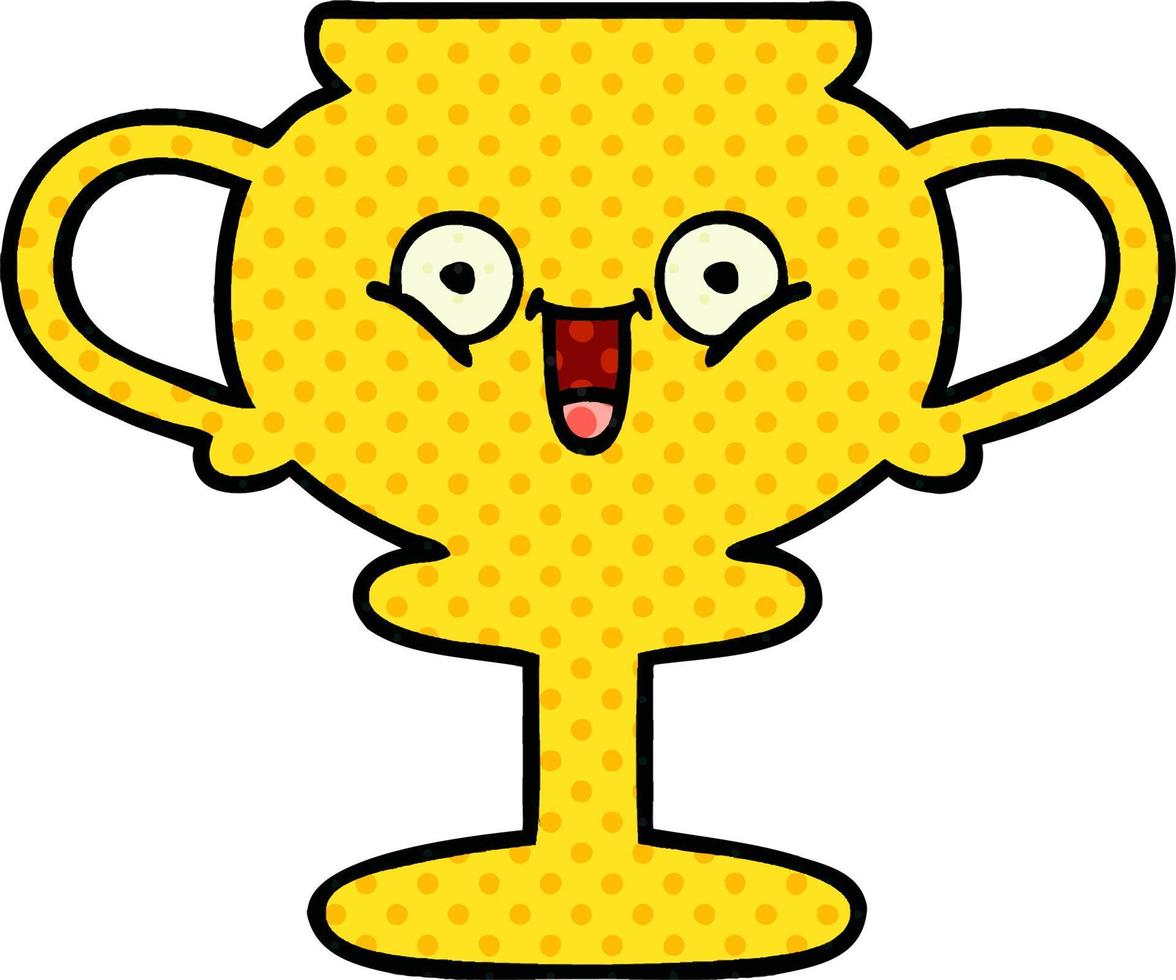 comic book style cartoon trophy vector