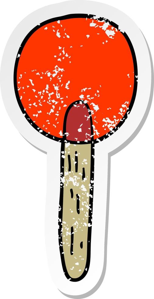 distressed sticker of a cartoon candy lollipop vector