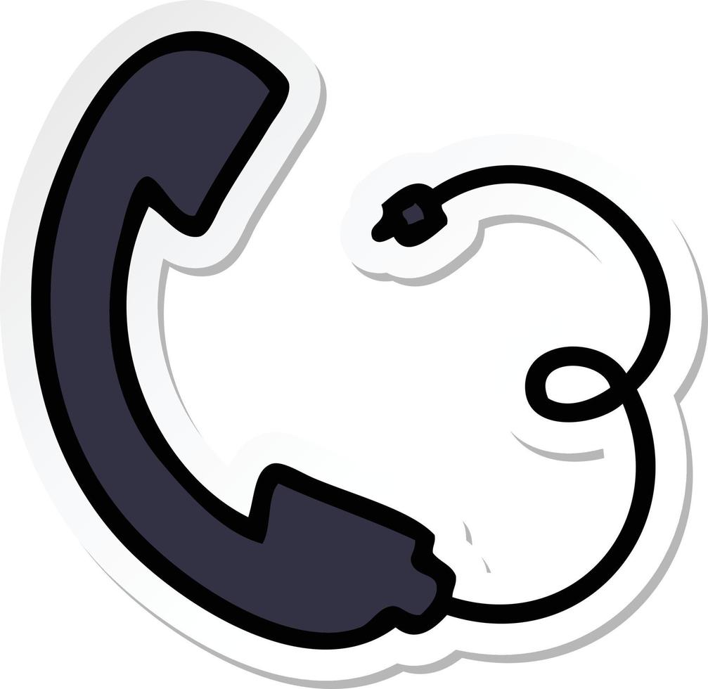 sticker of a cute cartoon telephone handset vector