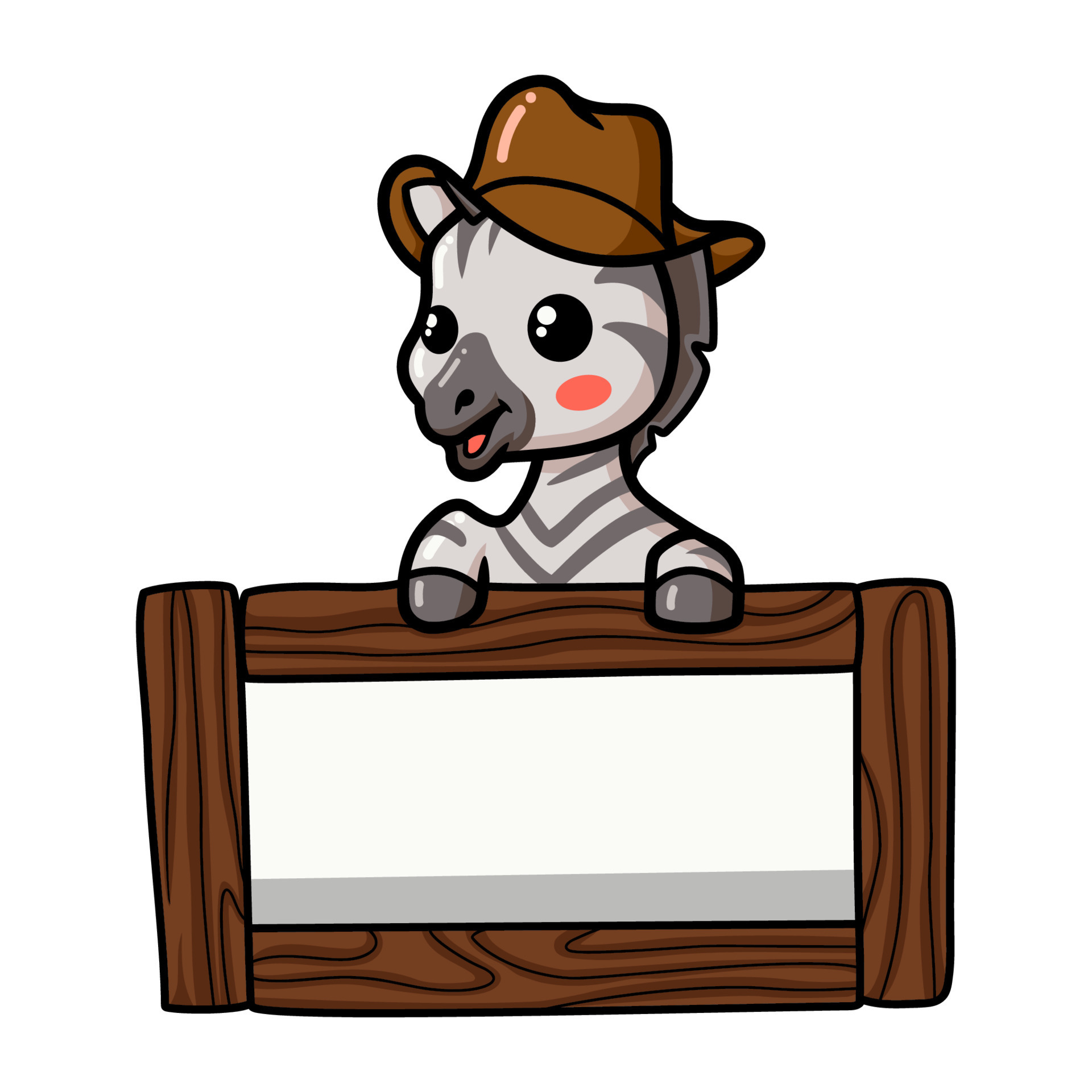 Cute baby zebra cartoon with blank board sign 10382048 vector art at