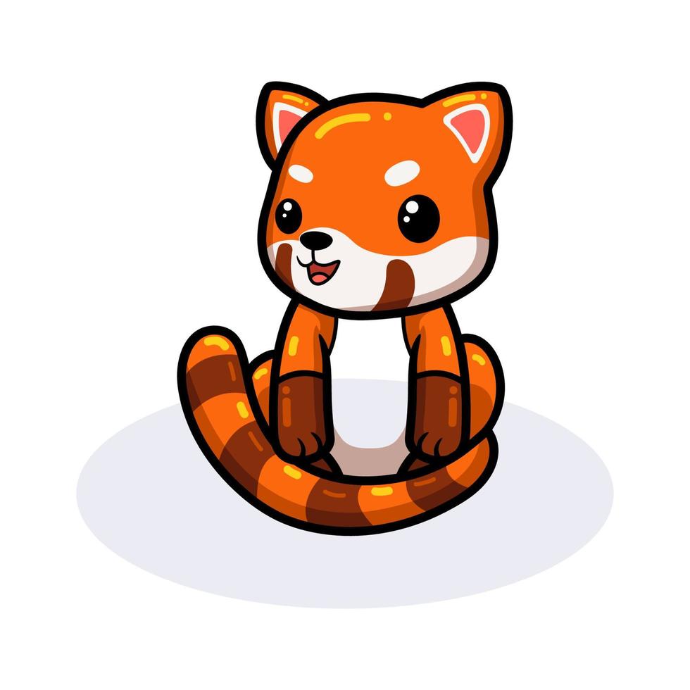 Cute little red panda cartoon sitting vector