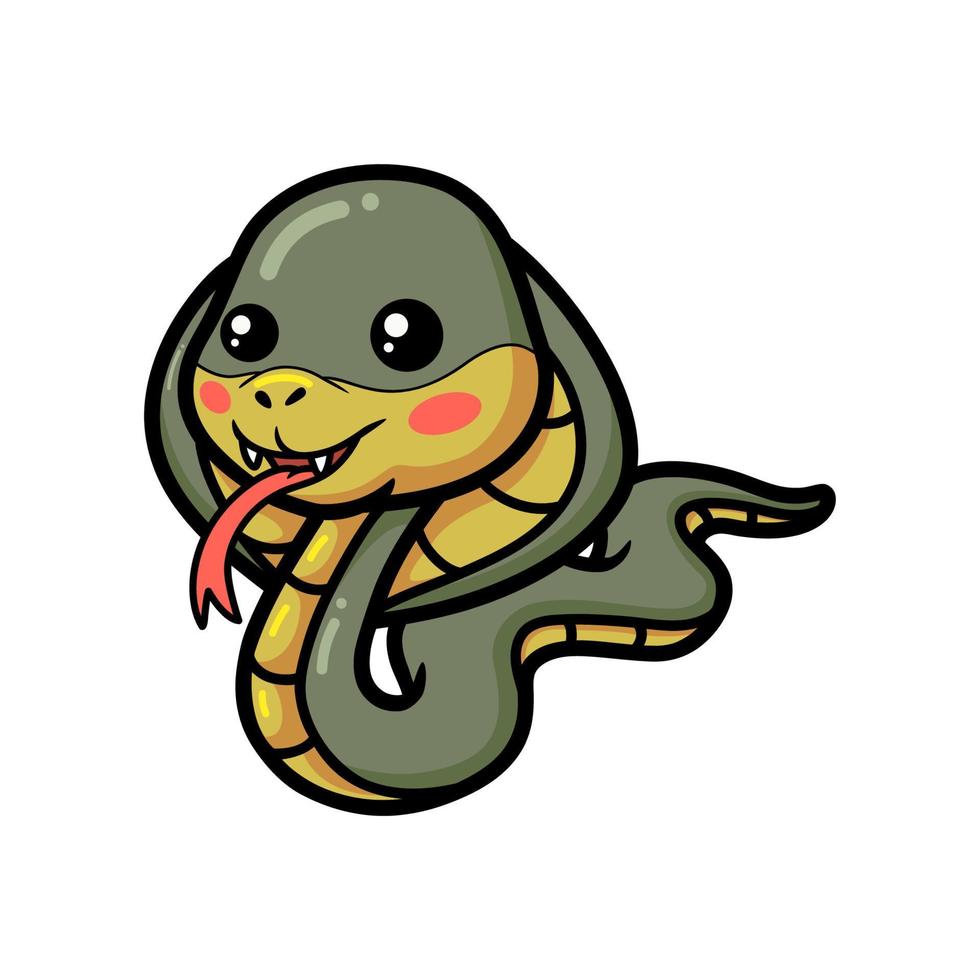 Cute little cobra snake cartoon vector