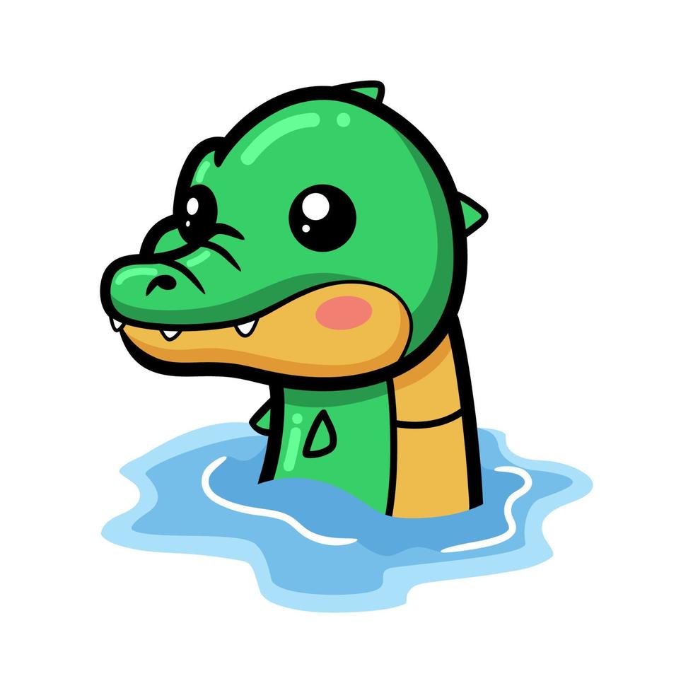 Cute little crocodile cartoon in water vector