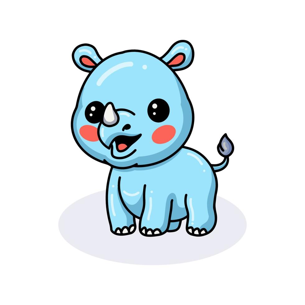 Cute happy baby rhino cartoon vector