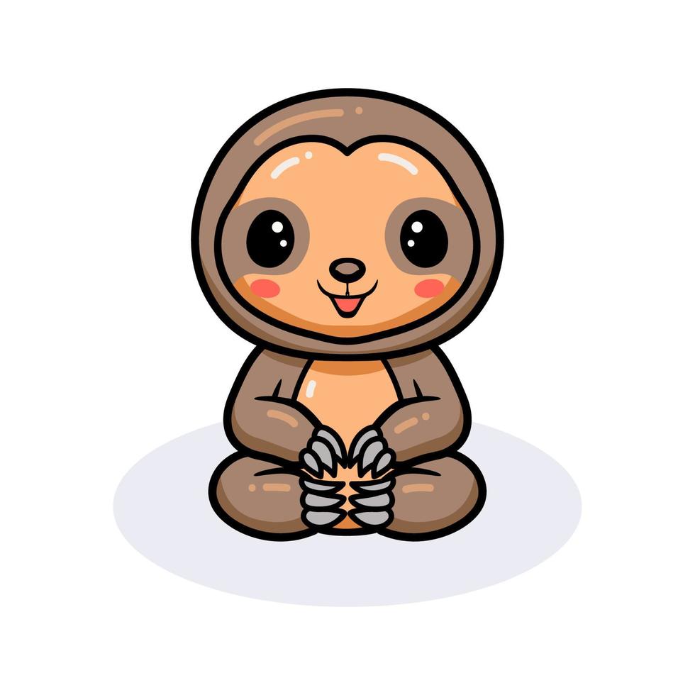 Cute baby sloth cartoon sitting vector