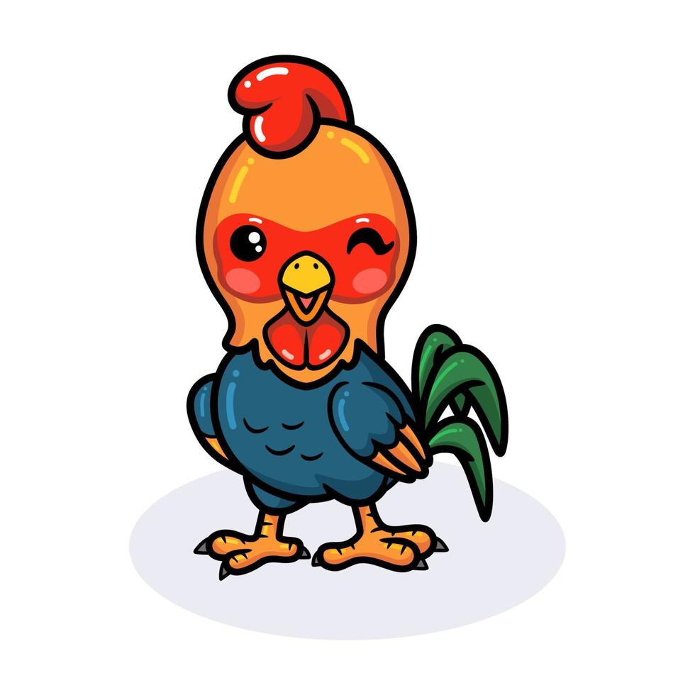 dibujos animados lindo pequeño gallo feliz vector