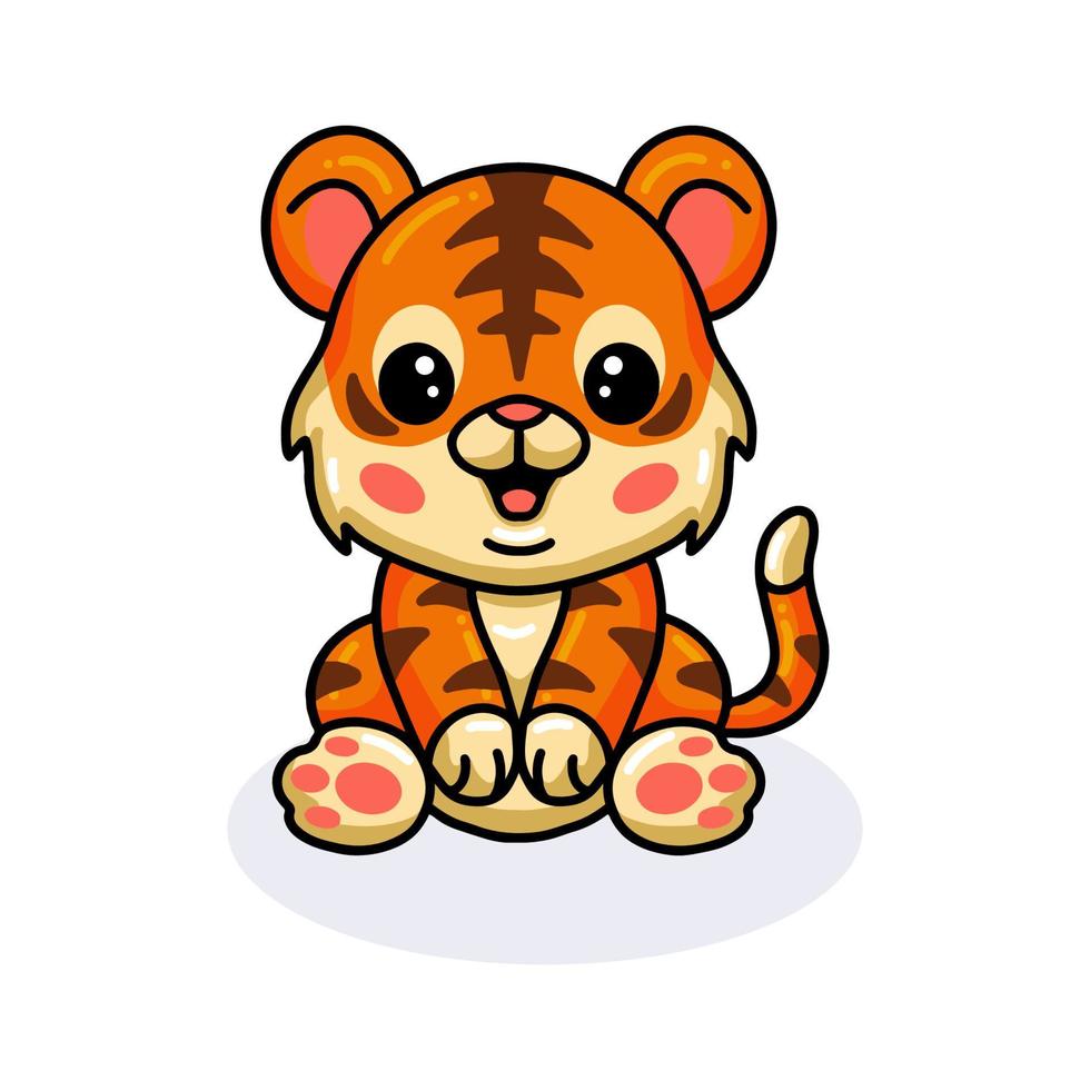 Cute baby tiger cartoon sitting vector