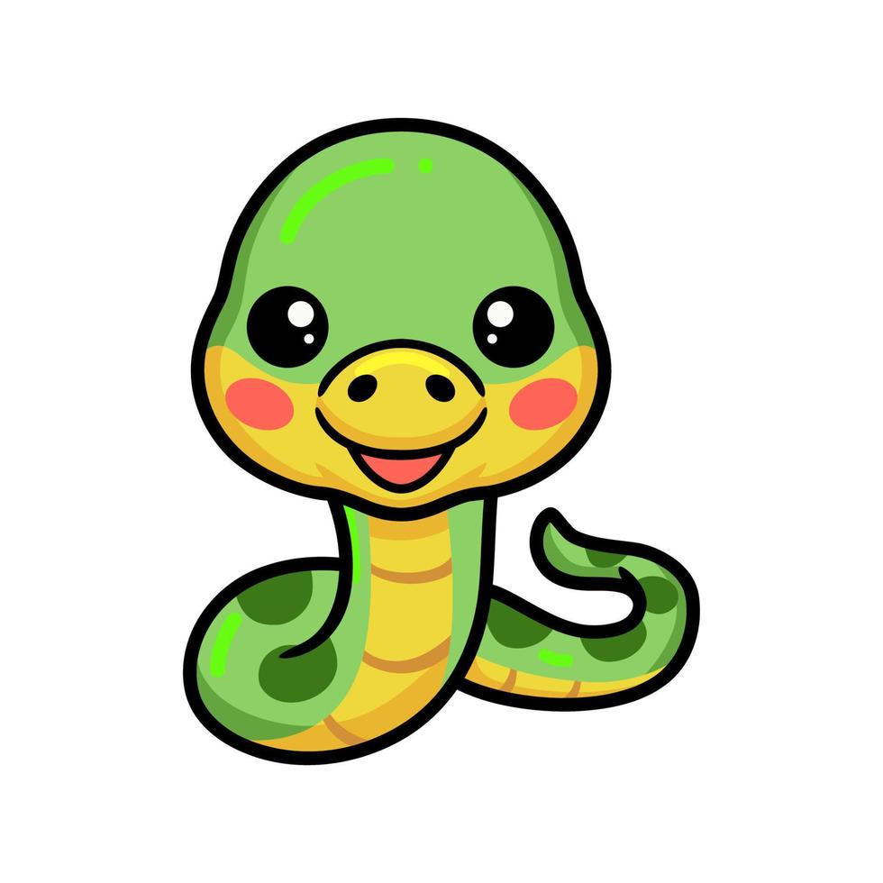 Cute little green snake cartoon 10382086 Vector Art at Vecteezy