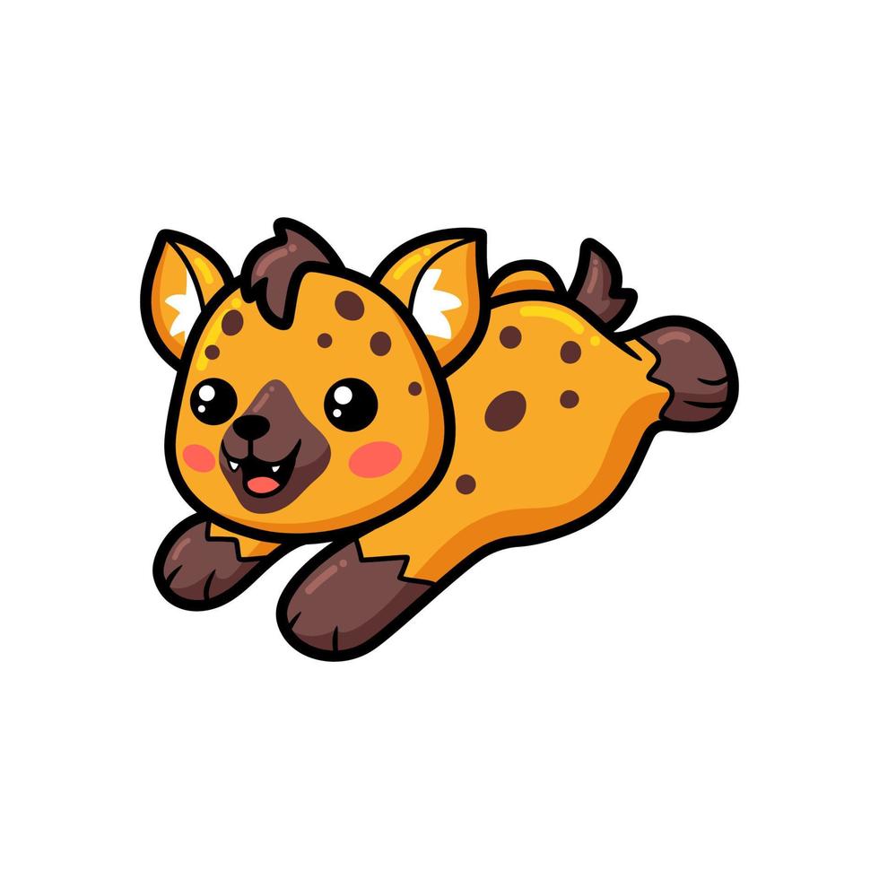 Cute baby hyena cartoon leaping vector