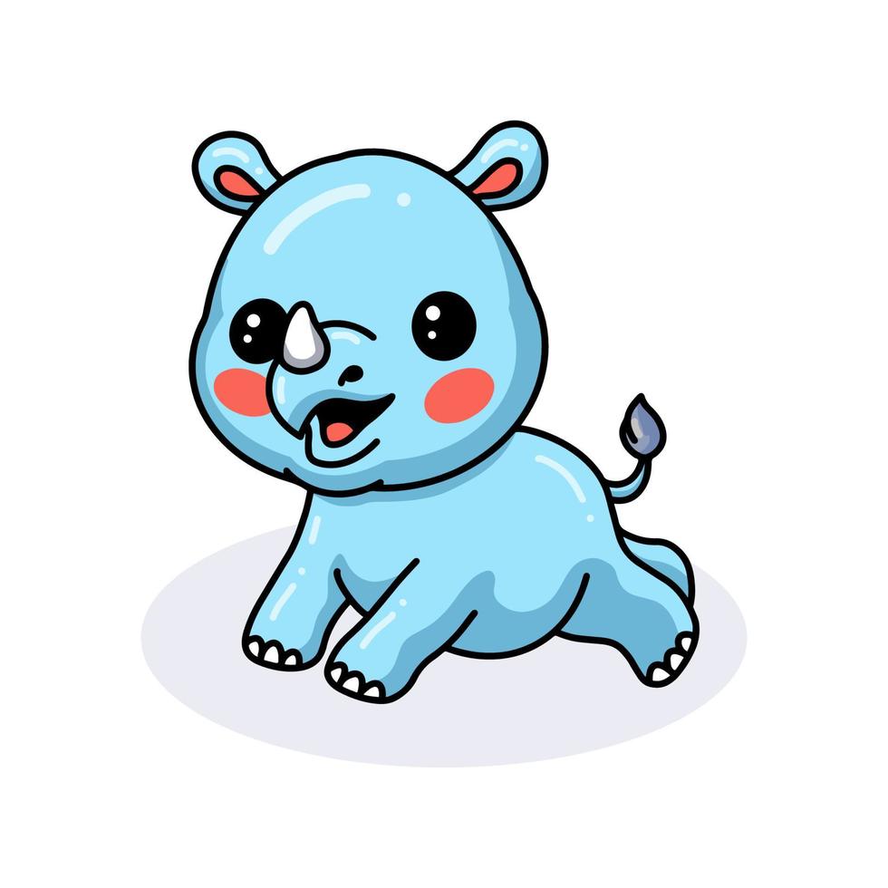 Cute baby rhino cartoon jumping vector