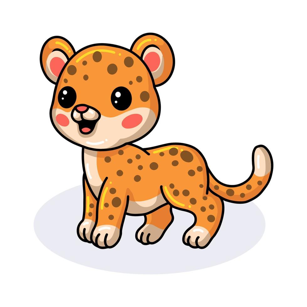 lindo, feliz, bebé, leopardo, caricatura vector