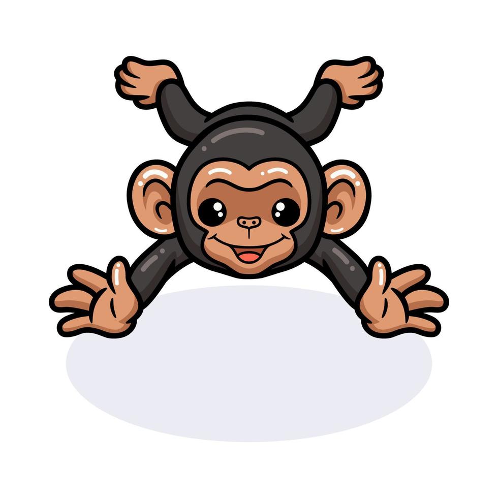 Cute baby chimpanzee cartoon lying down vector