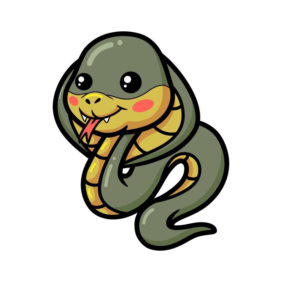 linda pequeña caricatura de serpiente cobra vector