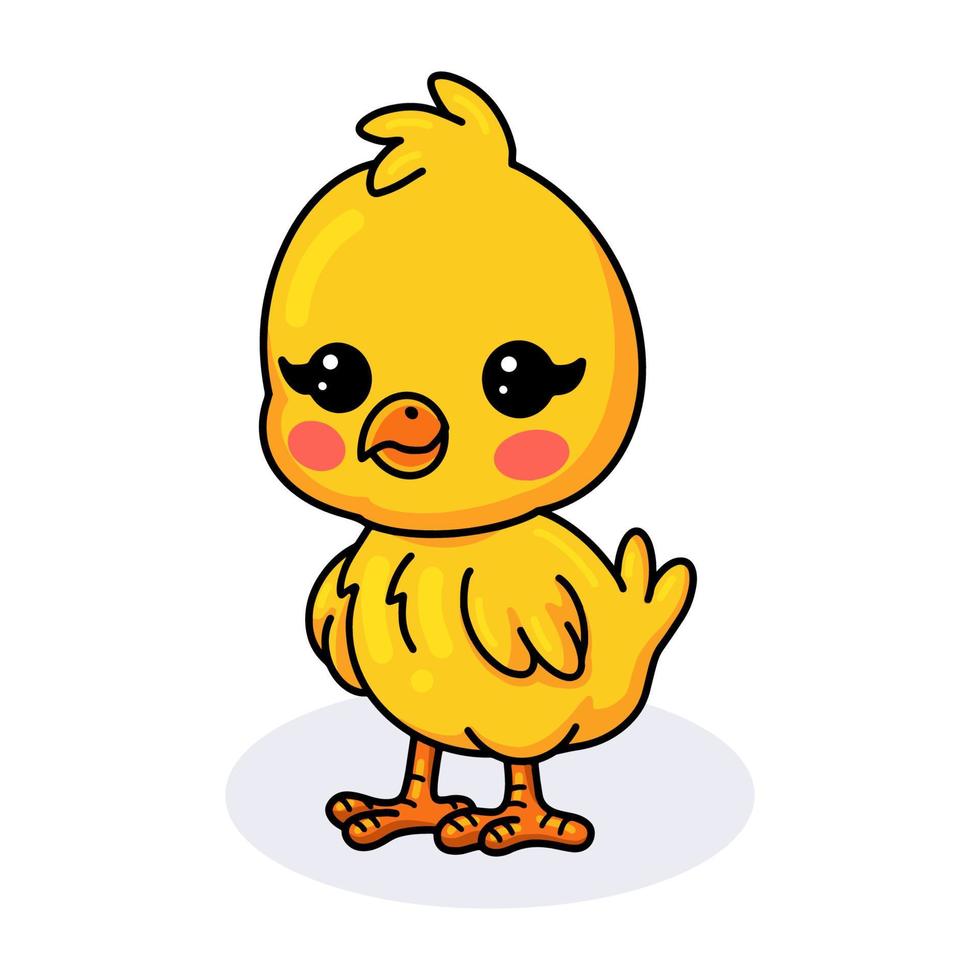 linda caricatura de pollito amarillo vector